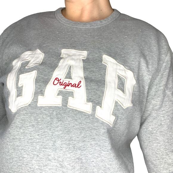 Vintage Y2K GAP Grey Big Logo Original Crewneck Pullover Hoodie Sweatshirt XL - Picture 2 of 5